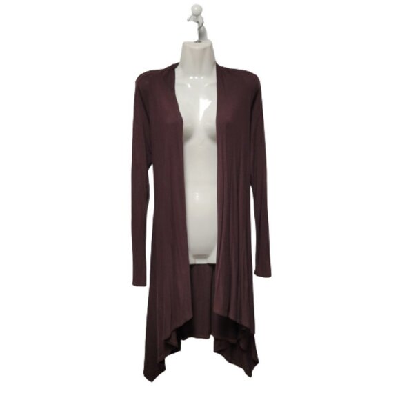 BROWN Long Cardigan Jacket Open Front Sweater Coat Cover Up - Size M - Picture 4 of 8